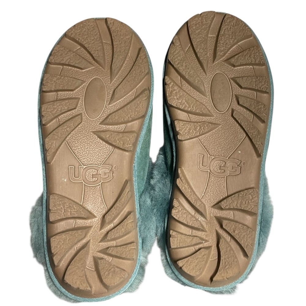 UGG Coquette Atlantic Slippers Shoes Sheepskin Fur Women’s 7 Teal Green Suede - Picture 7 of 8